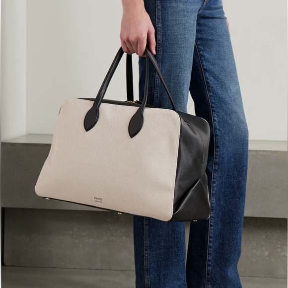 KHAITE Handbags - Khaite Maeve weekender large leather and canvas tote